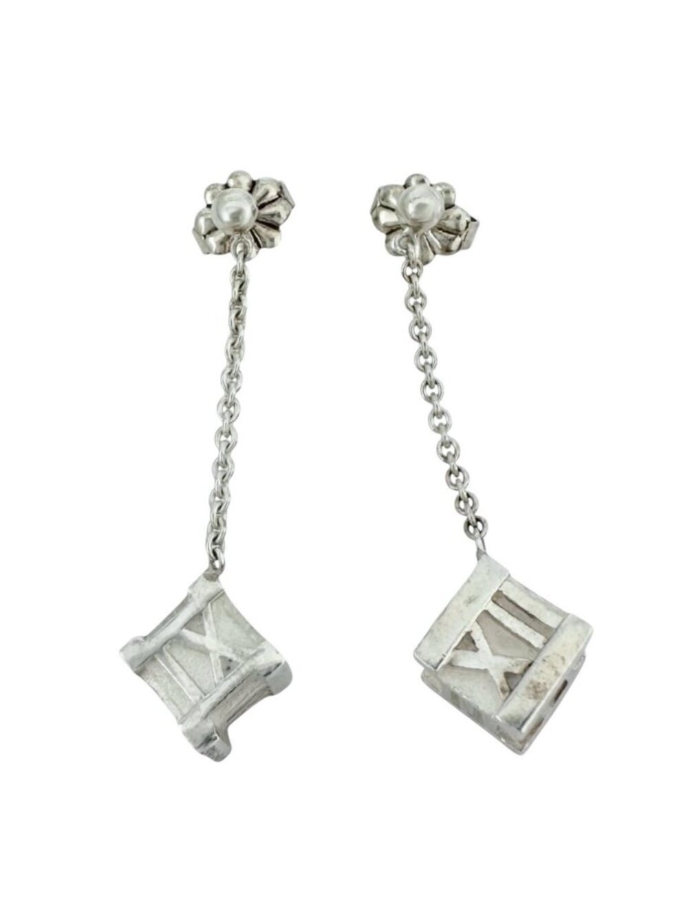 Tiffany & Co Atlas Cube Silver Earrings